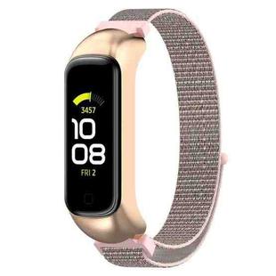 For Samsung Galaxy Fit 2 SM-R220 Nylon Loop Watch Band(Pink + Rose Gold Frame)