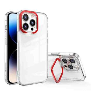 For iPhone 14 Pro Transparent Invisible Bracket Shockproof Phone Case(Red)