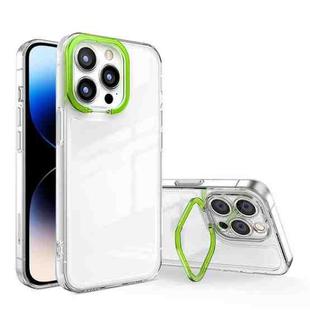 For iPhone 14 Pro Transparent Invisible Bracket Shockproof Phone Case(Fluorescent Green)