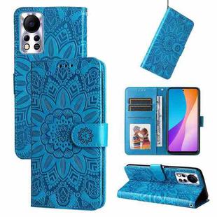 For Infinix Hot 11s NFC Embossed Sunflower Leather Phone Case(Blue)