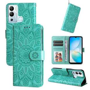 For Infinix Hot 12i Embossed Sunflower Leather Phone Case(Green)