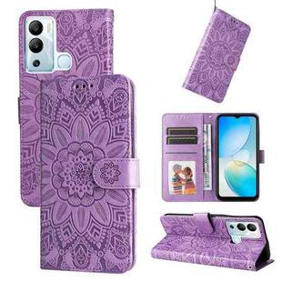 For Infinix Hot 12i Embossed Sunflower Leather Phone Case(Purple)