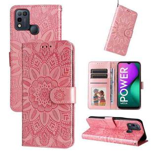 For Infinix Smart 5 Embossed Sunflower Leather Phone Case(Pink)