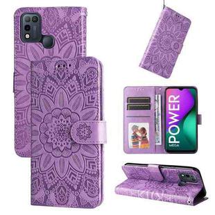 For Infinix Smart 5 Embossed Sunflower Leather Phone Case(Purple)