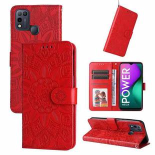 For Infinix Smart 5 Embossed Sunflower Leather Phone Case(Red)