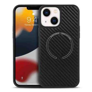 For iPhone 14 Plus Carbon Fiber Texture MagSafe Magnetic Phone Case (Black)