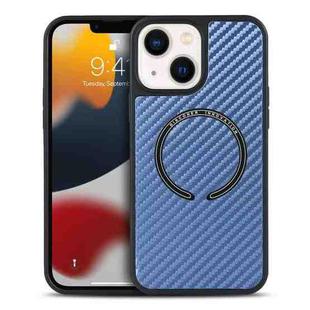 For iPhone 14 Plus Carbon Fiber Texture MagSafe Magnetic Phone Case (Blue)