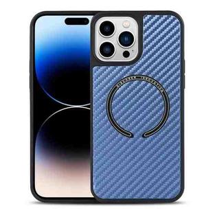 For iPhone 14 Pro Carbon Fiber Texture MagSafe Magnetic Phone Case(Blue)