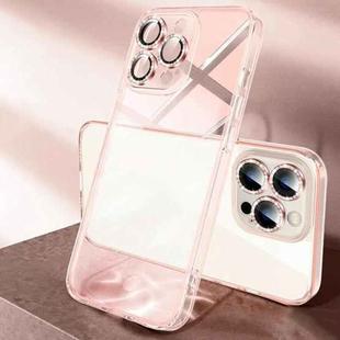 For iPhone 14 Plus Diamond Eagle Eye Anti-Fingerprint Glass Phone Case (Transparent Pink)