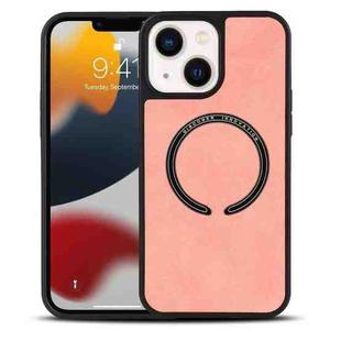 For iPhone 14 Plus Lambskin Texture MagSafe Magnetic Phone Case (Pink)