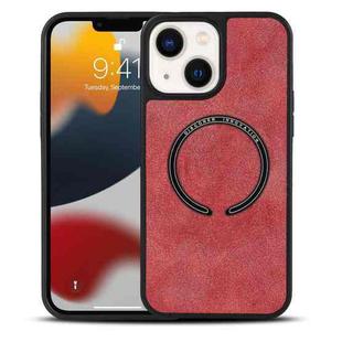 For iPhone 14 Plus Lambskin Texture MagSafe Magnetic Phone Case (Red)