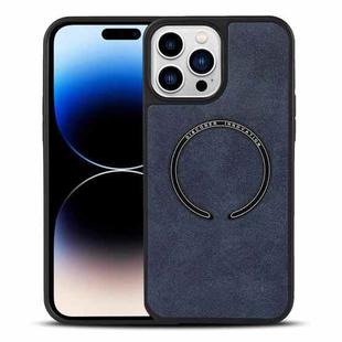 For iPhone 14 Pro Max Lambskin Texture MagSafe Magnetic Phone Case (Dark Blue)