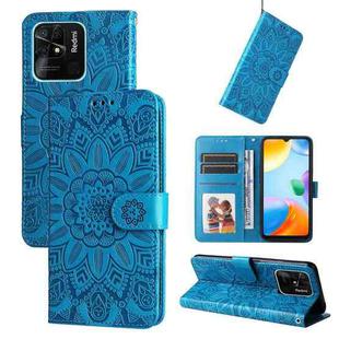 For Xiaomi Redmi 10C 4G Embossed Sunflower Leather Phone Case(Blue)