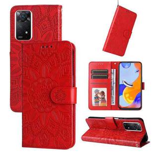 For Xiaomi Redmi Note 11 Pro 5G Embossed Sunflower Leather Phone Case(Red)