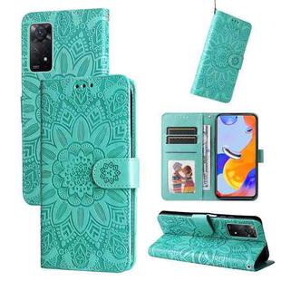 For Xiaomi Redmi Note 11 Pro 4G Foreign Version / 5G Embossed Sunflower Leather Phone Case(Green)