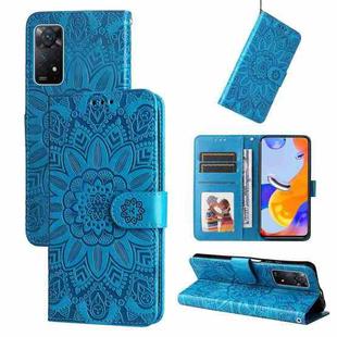 For Xiaomi Redmi Note 11 Pro 4G Foreign Version / 5G Embossed Sunflower Leather Phone Case(Blue)