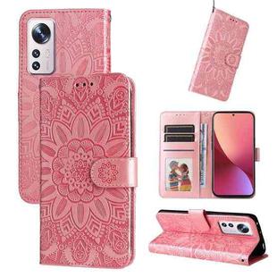 For Xiaomi 12 / 12X Embossed Sunflower Leather Phone Case(Pink)