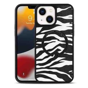 For iPhone 14 Leather Texture MagSafe Magnetic Phone Case (Zebra-stripe)