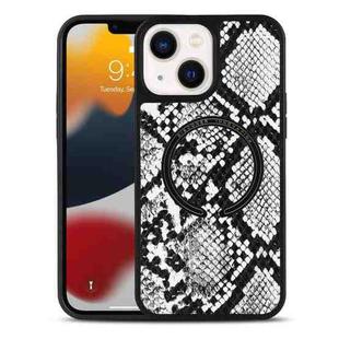 For iPhone 14 Plus Leather Texture MagSafe Magnetic Phone Case (Python Pattern)