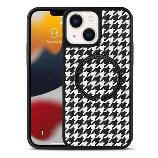 For iPhone 14 Plus Leather Texture MagSafe Magnetic Phone Case (Houndstooth)