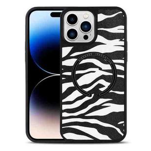 For iPhone 14 Pro Max Leather Texture MagSafe Magnetic Phone Case (Zebra-stripe)