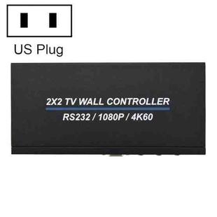 BT100 4K 60Hz 1080P 2 x 2 TV Wall Controller, Plug Type:US Plug(Black)