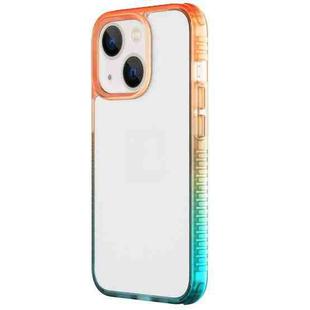 For iPhone 14 Colorful Gradient TPU + PC Phone Case (Orange Green)