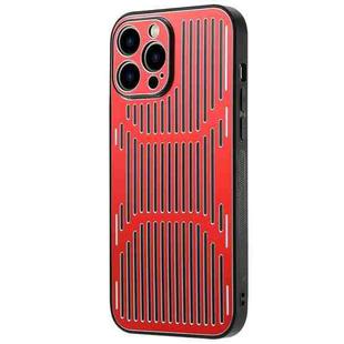 For iPhone 14 Hollow Heat Dissipation Metal Phone Case (Red)