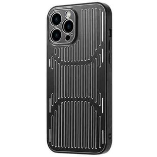 For iPhone 14 Plus Hollow Heat Dissipation Metal Phone Case (Black)