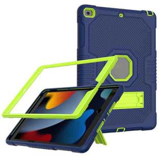 For iPad 10.2 2021 Contrast Color Robot Shockproof Silicone + PC Tablet Case(Navy Blue Yellow Green)