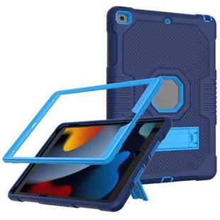 For iPad 10.2 2021 Contrast Color Robot Shockproof Silicone + PC Tablet Case(Navy Blue)