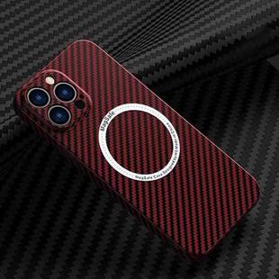 For iPhone 14 Pro Carbon Fiber Texture MagSafe Magnetic Phone Case(Red)