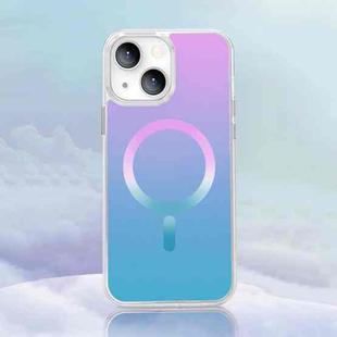 For iPhone 14 Plus Gradient Magsafe Magnetic Phone Case (Pink Blue)
