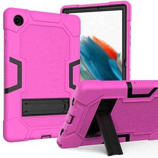 For Samsung Galaxy Tab A8 10.5 2021 X200 Contrast Color Robot Silicone + PC Tablet Case(Rose Red Black)