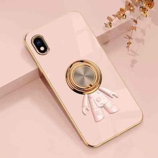 For Sony Xperia Ace III 6D Plating Astronaut Ring Kickstand Phone Case(Light Pink)