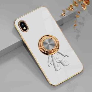 For Sony Xperia Ace III 6D Plating Astronaut Ring Kickstand Phone Case(White)