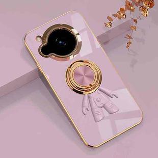 For Sharp Aquos R7 6D Plating Astronaut Ring Kickstand Phone Case(Light Purple)