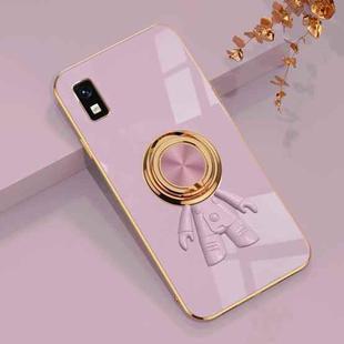 For Sharp Aquos Wish 6D Plating Astronaut Ring Kickstand Phone Case(Light Purple)