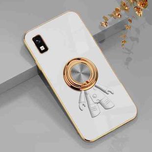 For Sharp Aquos Wish 6D Plating Astronaut Ring Kickstand Phone Case(White)