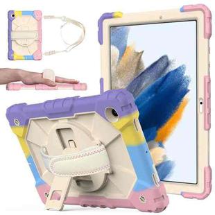For Samsung Galaxy Tab A8 10.5 2021 X200 Contrast Color Robot Silicone + PC Tablet Case(Colorful Pink)