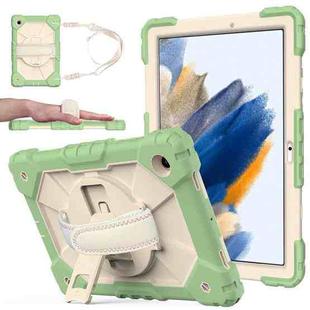 For Samsung Galaxy Tab A8 10.5 2021 X200 Contrast Color Robot Silicone + PC Tablet Case(Matcha Green+Beige)