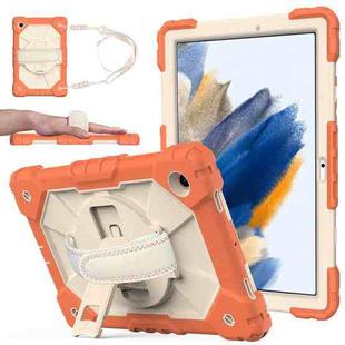 For Samsung Galaxy Tab A8 10.5 2021 X200 Contrast Color Robot Silicone + PC Tablet Case(Coral Orange+Beige)