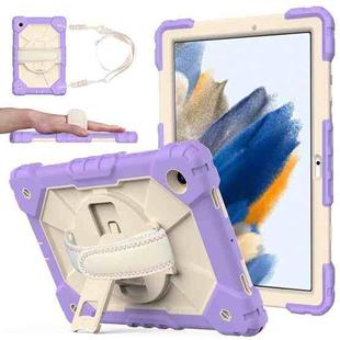 For Samsung Galaxy Tab A8 10.5 2021 X200 Contrast Color Robot Silicone + PC Tablet Case(Purple+Beige)