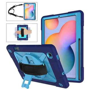 For Samsung Galaxy Tab S6 Lite P610 Contrast Color Robot Silicone + PC Tablet Case(Navy Blue)