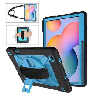 For Samsung Galaxy Tab S6 Lite P610 Contrast Color Robot Silicone + PC Tablet Case(Black Blue)