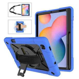 For Samsung Galaxy Tab S6 Lite P610 Contrast Color Robot Silicone + PC Tablet Case(Dark Blue Black)