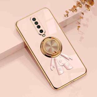 For Xiaomi Redmi K30 6D Plating Astronaut Ring Kickstand Phone Case(Light Pink)