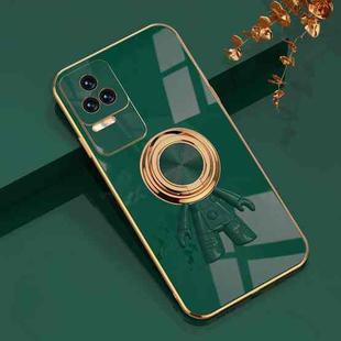 For Xiaomi Redmi K40S 6D Plating Astronaut Ring Kickstand Phone Case(Night Green)