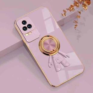 For Xiaomi Redmi K50 6D Plating Astronaut Ring Kickstand Phone Case(Light Purple)