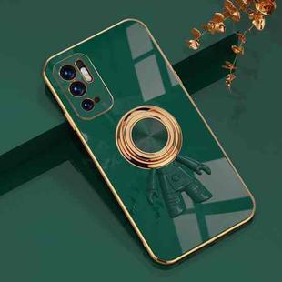 For Xiaomi Redmi Note 10 5G 6D Plating Astronaut Ring Kickstand Phone Case(Night Green)